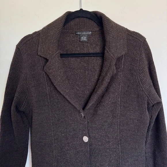Sarah Spencer 100% Wool Knit Cardigan Size L - Picture 3 of 7